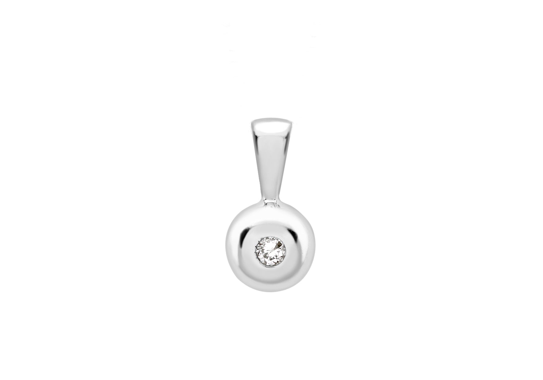 9ct White Gold 0.02t Diamond DoughnCut Pendant