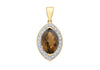 9ct Yellow Gold 0.15ct Diamond and Smokey Quartz Marquise Pendant