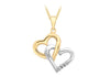 9ct 2-Colour Gold 0.01t Double-Heart Diamond Pendant