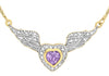 9ct Yellow Gold 0.16t Diamond and Amethyst Wings Pendant