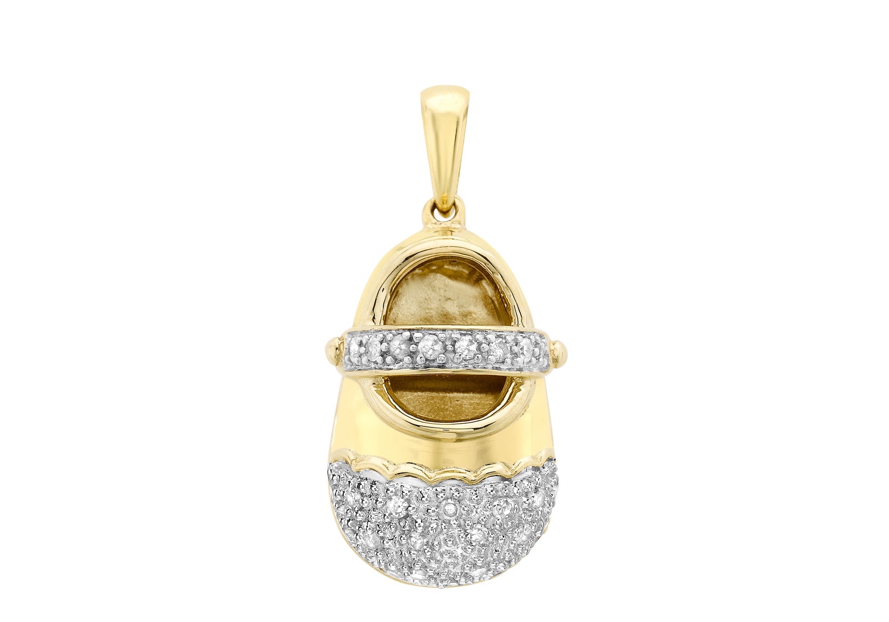 9ct Yellow Gold 0.15t Diamond Baby Shoe Pendant