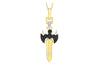 9ct 2-Colour Gold 0.24t Black and White Diamond and Sapphire Dagger Pendant