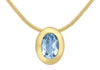 9ct Yellow Gold Oval Blue Topaz Pendant on Snake Chain