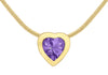 9ct Yellow Gold Amethyst Heart Pendant on Snake Chain 41m/16"9