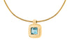 9ct Yellow Gold Blue Topaz Pendant on Snake Chain Necklace  41m/16"9