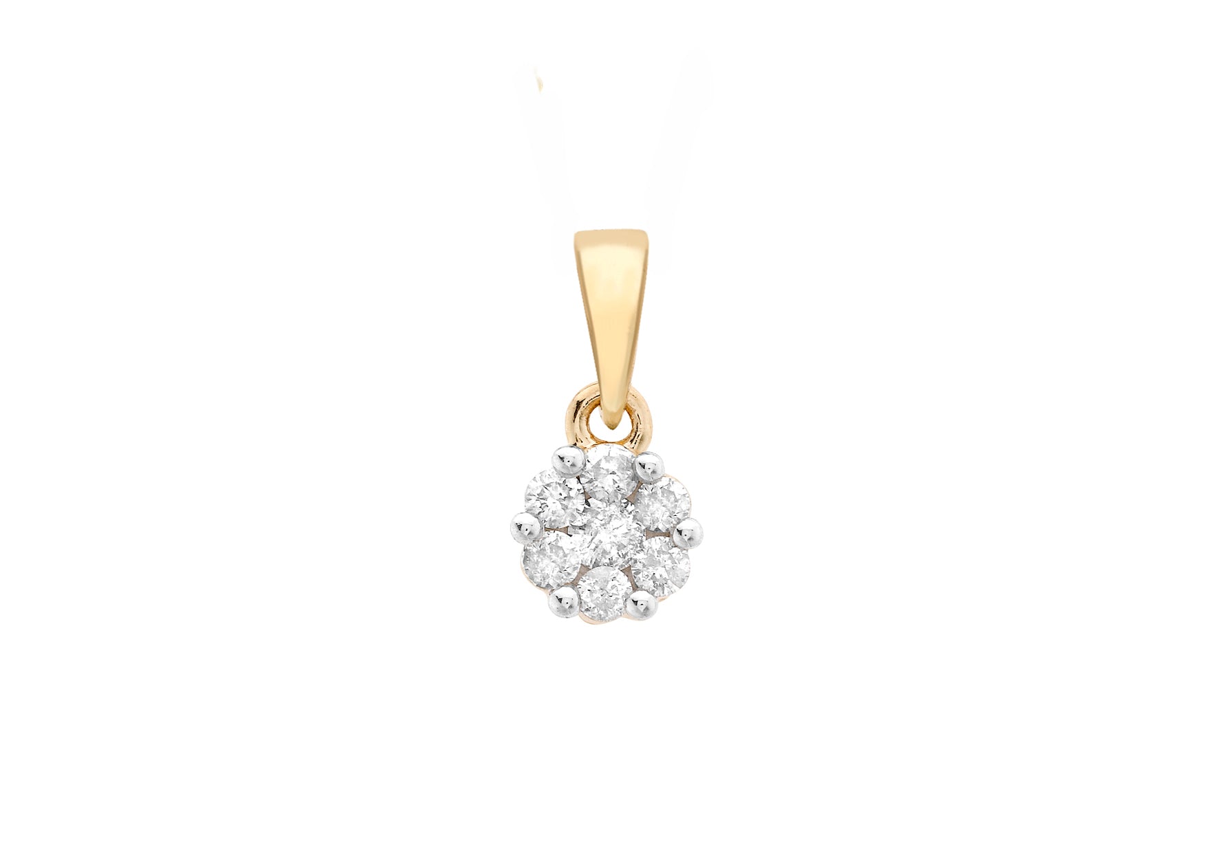 9ct Yellow Gold 0.25t Diamond Cluster Pendant