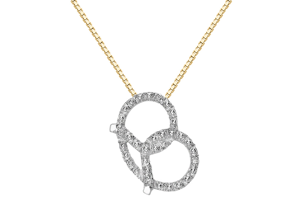 9ct Yellow Gold 0.03t Diamond Pretzel Necklet 41m/16"9