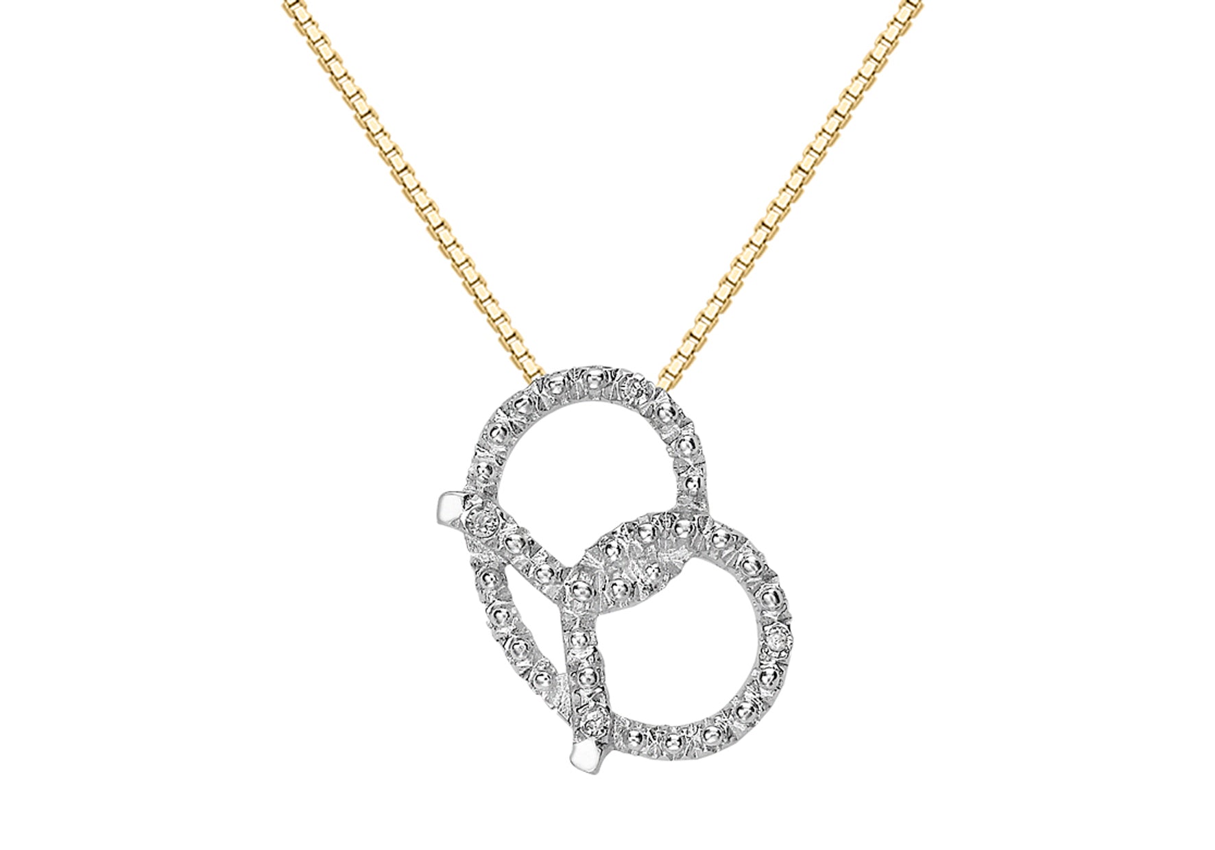 9ct Yellow Gold 0.03t Diamond Pretzel Necklet 41m/16"9