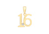 9ct Yellow Gold 0.005t Diamond Set '16' Pendant