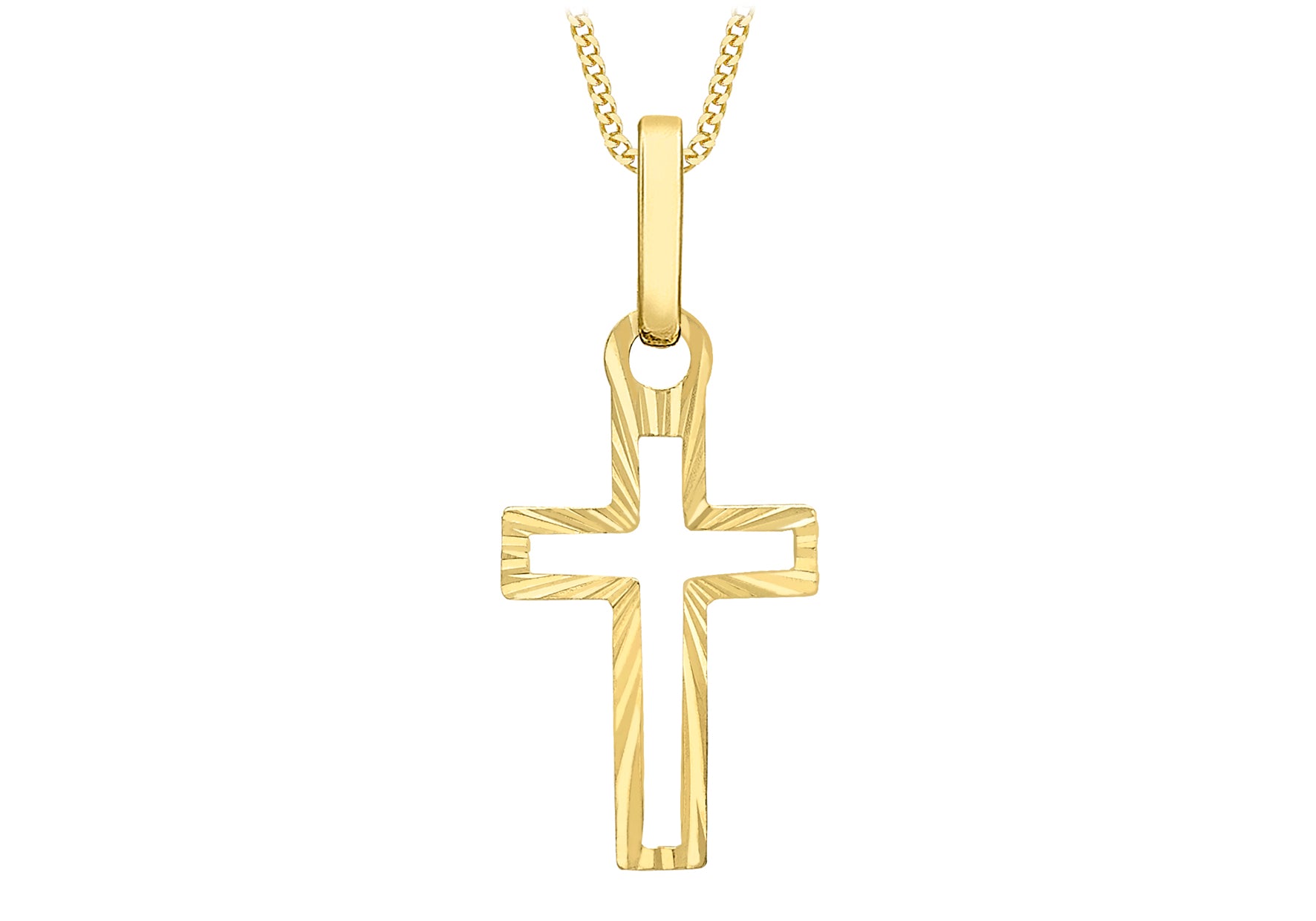 9ct Yellow Gold 9mm x 21.5mm Diamond Cut CutoCut Cross Pendant