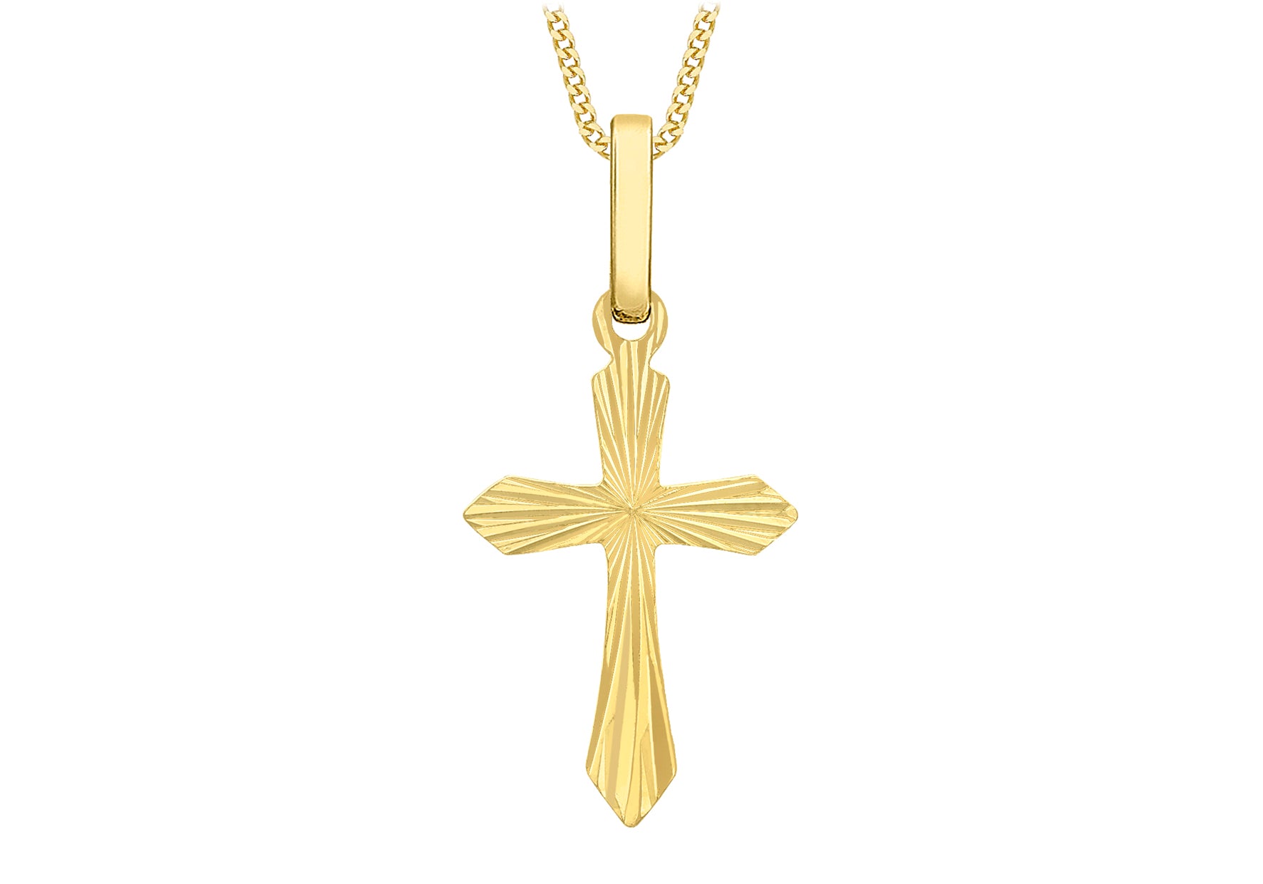 9ct Yellow Gold Diamond Cut Cross Pendant