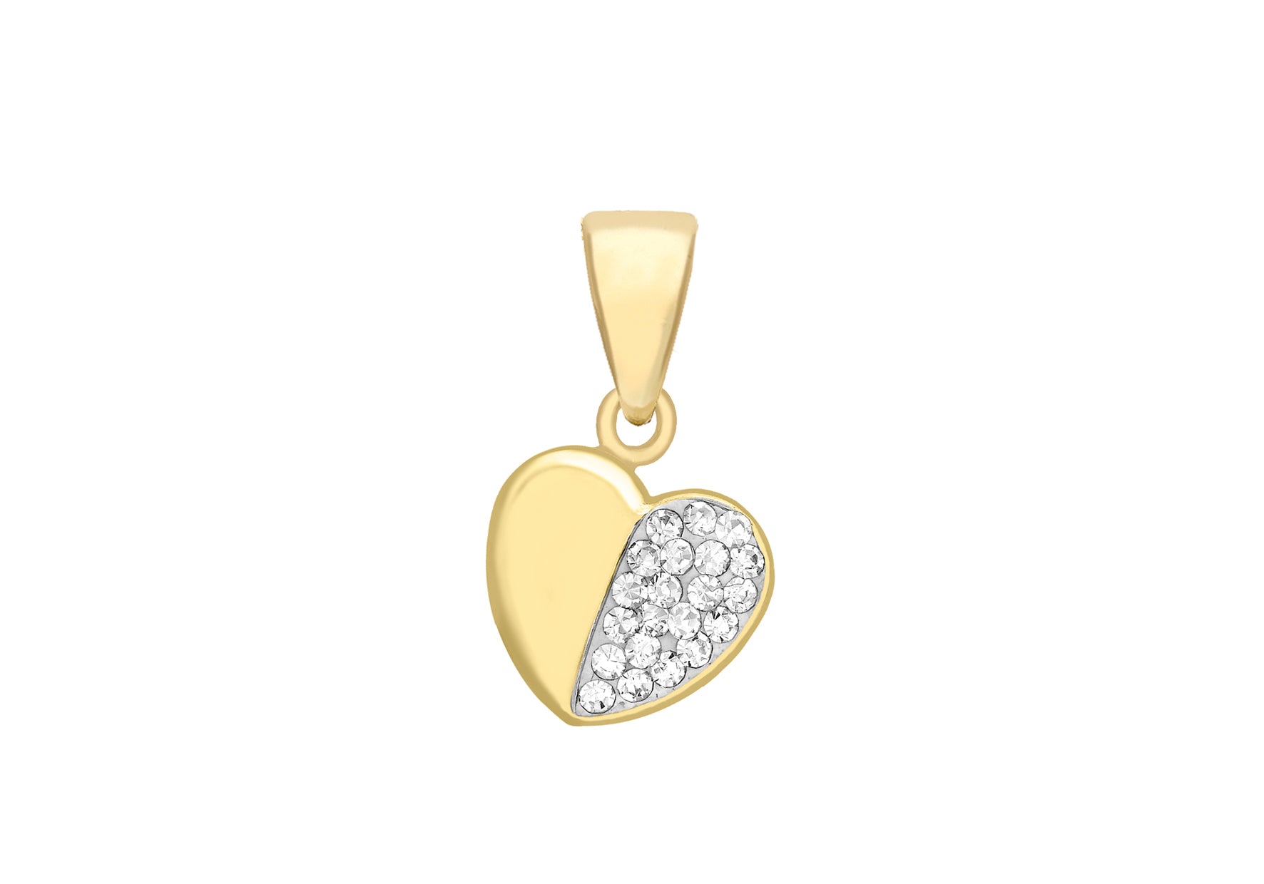 9ct Yellow Gold Zirconia  Half Pave Set Heart Pendant