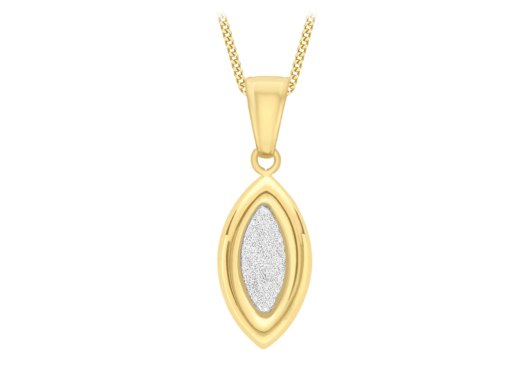 9ct Yellow Gold 8mm x 23mm Ellipse Stardust Pendant