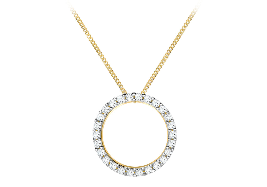 9ct Yellow Gold Zirconia  Set Circle Slider Pendant