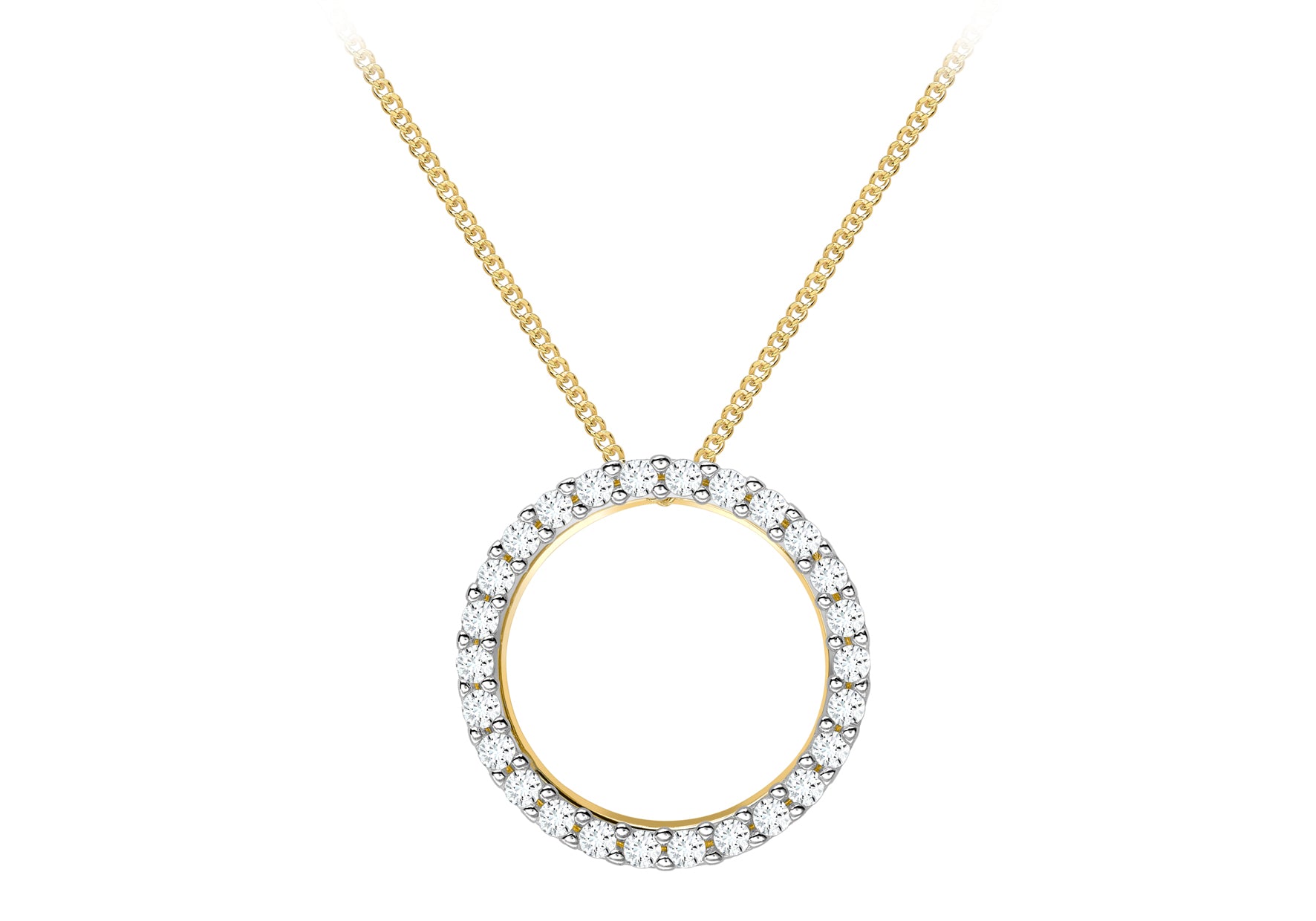 9ct Yellow Gold Zirconia  Set Circle Slider Pendant