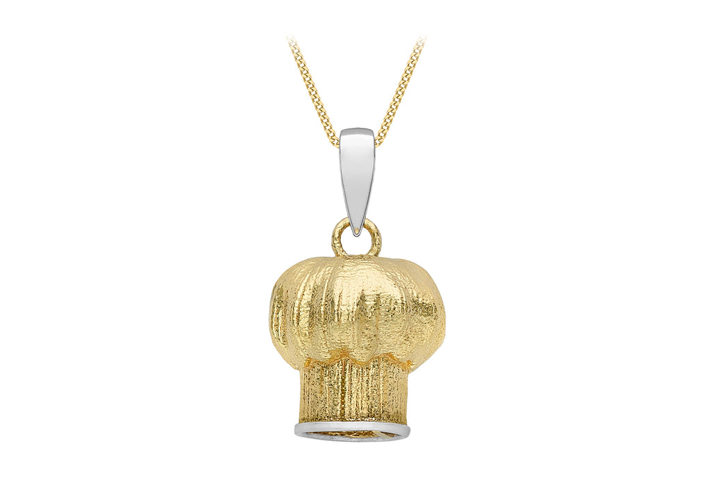 9ct 2-Tone Gold Chef's Hat Pendant