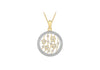 9ct Yellow Gold Zirconia  16.8mm Disc & Flowers Pendant