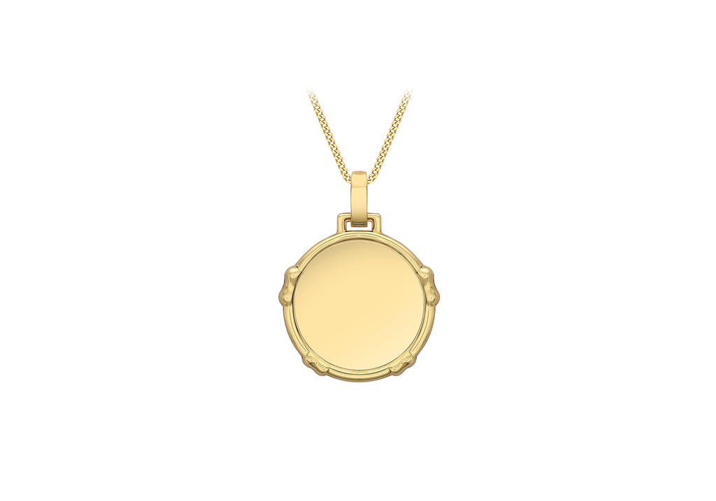 9ct Yellow Gold 24mm x 31.6mm Bow Edge Disc Pendant