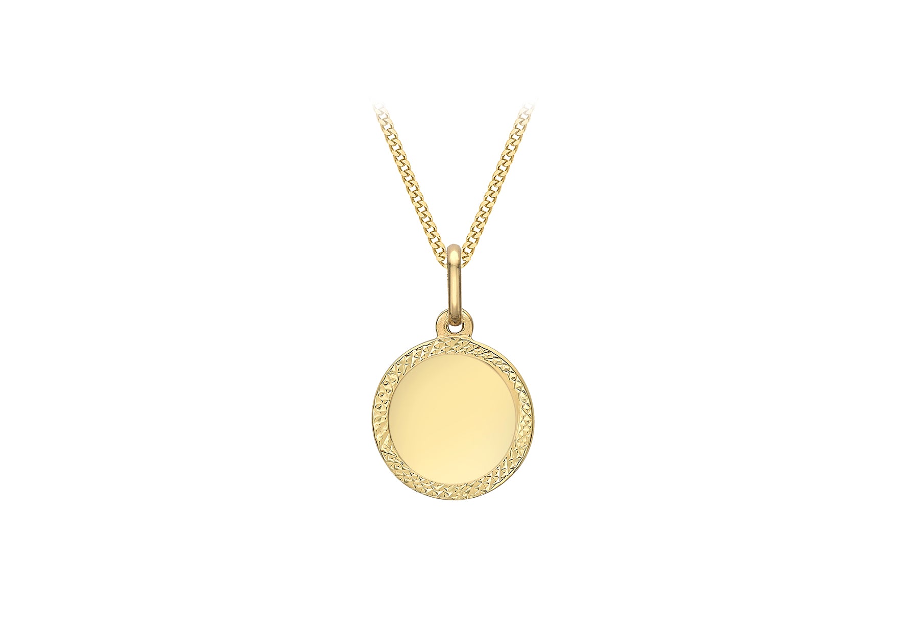 9ct Yellow Gold 13.2mm x 20.7mm Diamond Cut Edge Disc Pendant