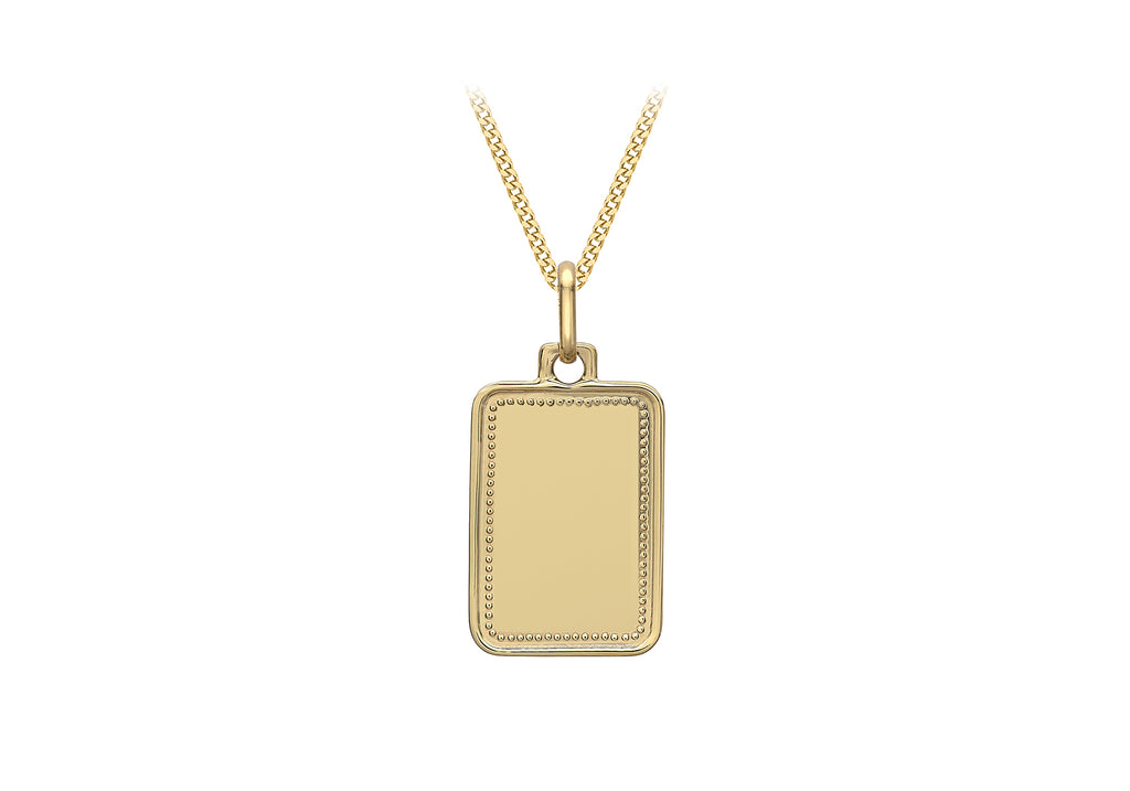 9ct Yellow Gold 12.7mm x 26mm Rope Edge Retangle Pendant