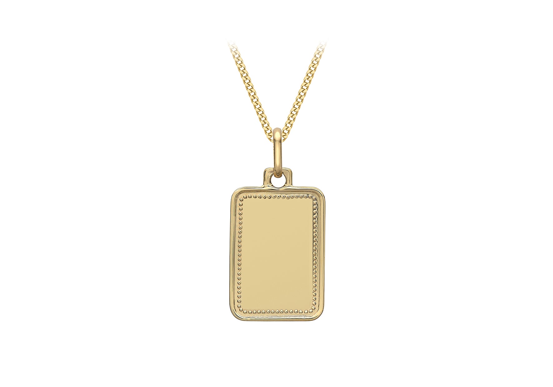 9ct Yellow Gold 12.7mm x 26mm Rope Edge Retangle Pendant