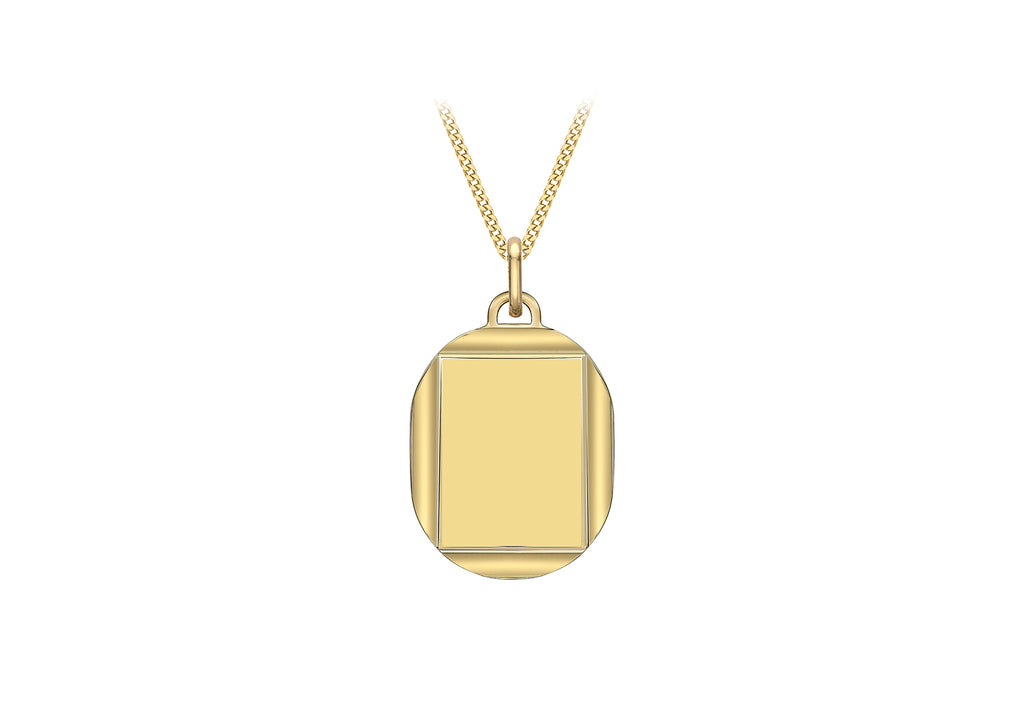9ct Yellow Gold 16.7mm x 28.9mm Bevelled Edge Oval Pendant