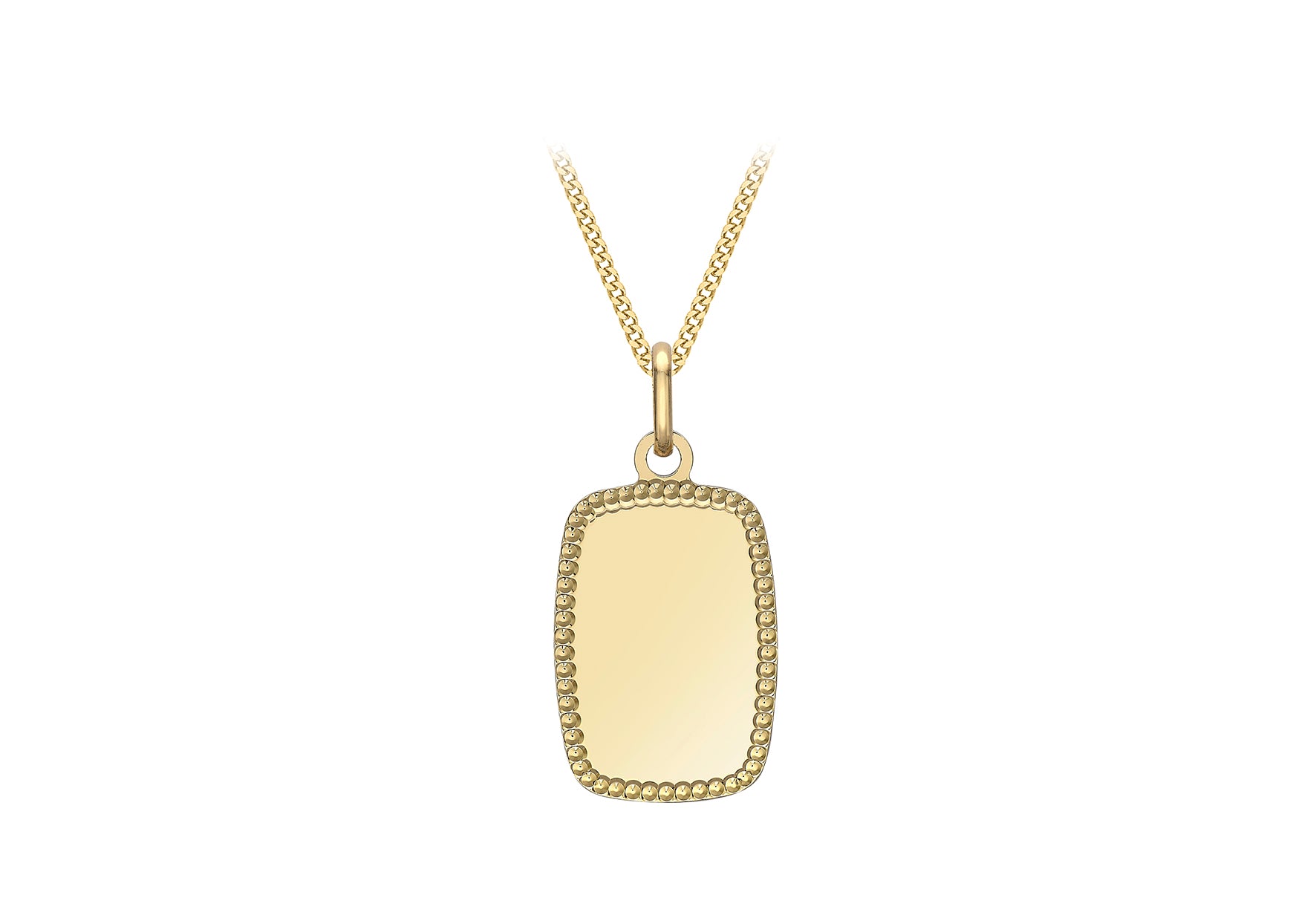 9ct Yellow Gold 12.8mm x 26.8mm Dotted Edge Rectangular Pendant
