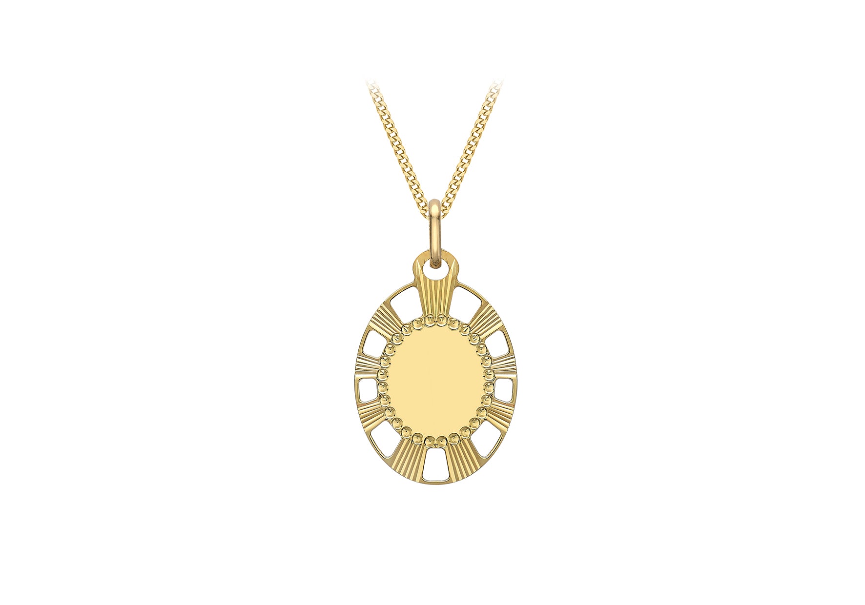 9ct Yellow Gold 15.7mm x 28mm CutoCut Dotted Diamond Cut Edge Oval Pendant