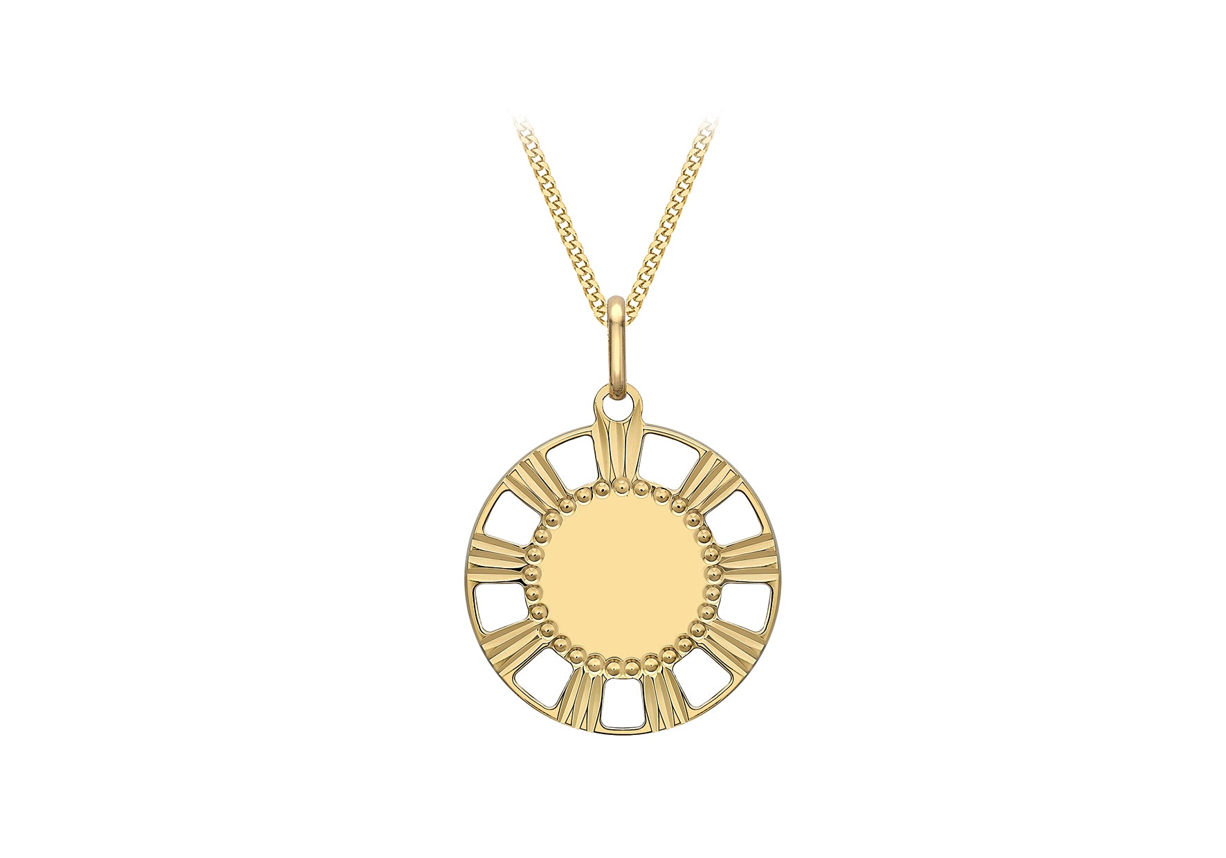 9ct Yellow Gold 20.2mm x 28mm CutoCut Dotted Diamond Cut Edge Round Pendant