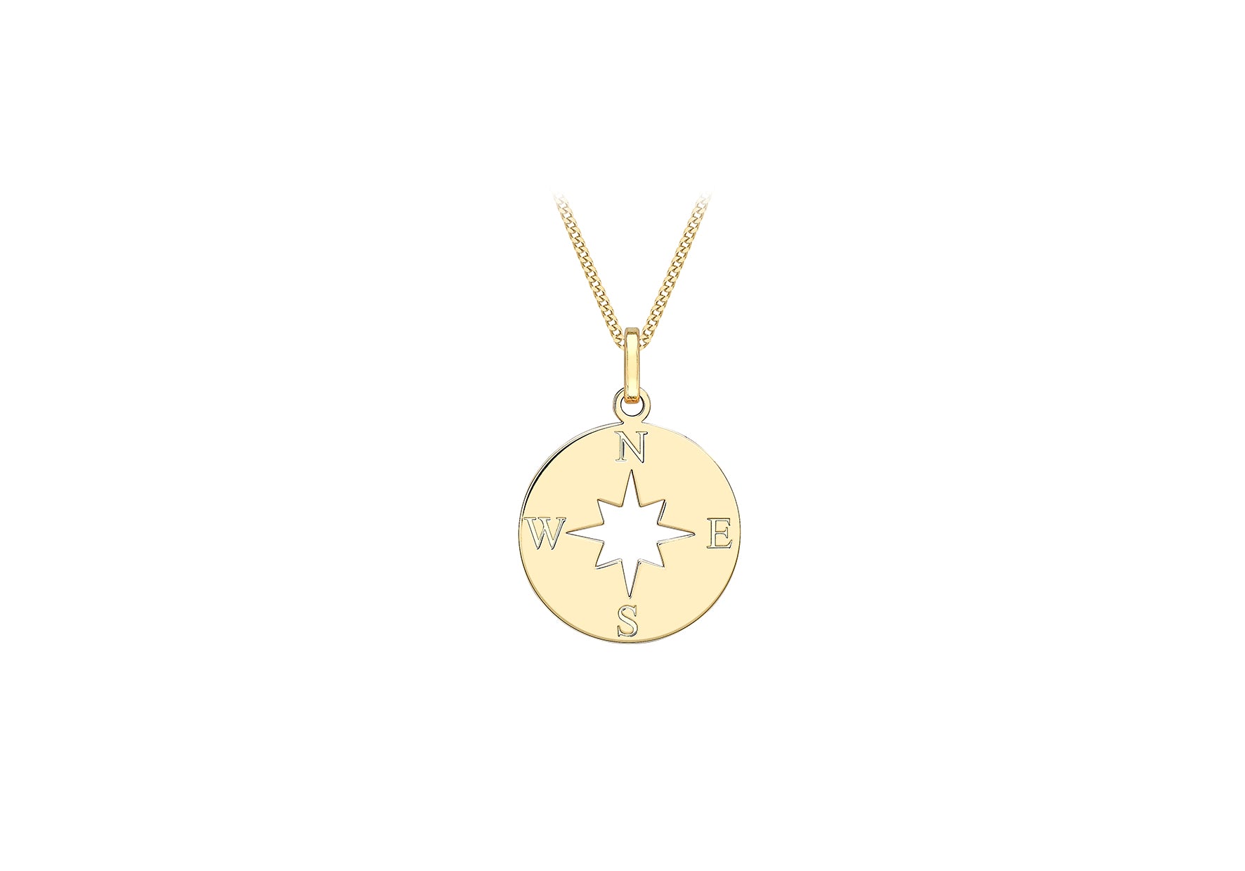 9ct Yellow Gold 16mm x 22.7mm CutoCut ompass Disc Pendant