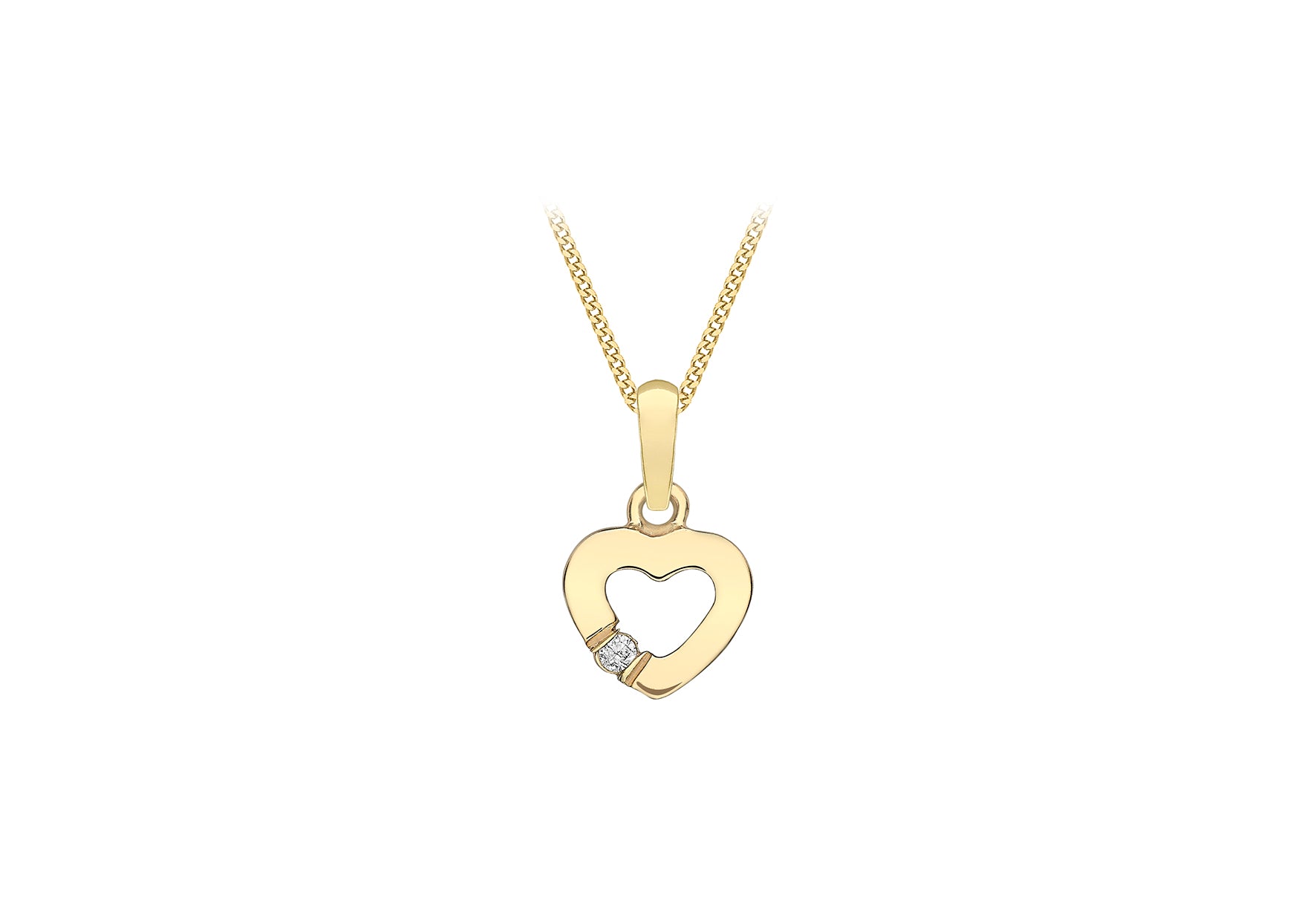 9ct Yellow Gold Zirconia Open-Heart Pendant