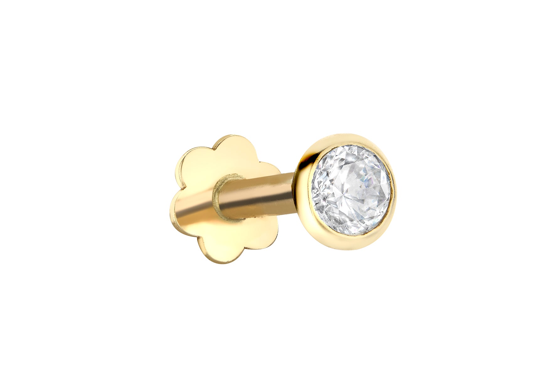 9ct Yellow Gold White Zirconia Labret Stud