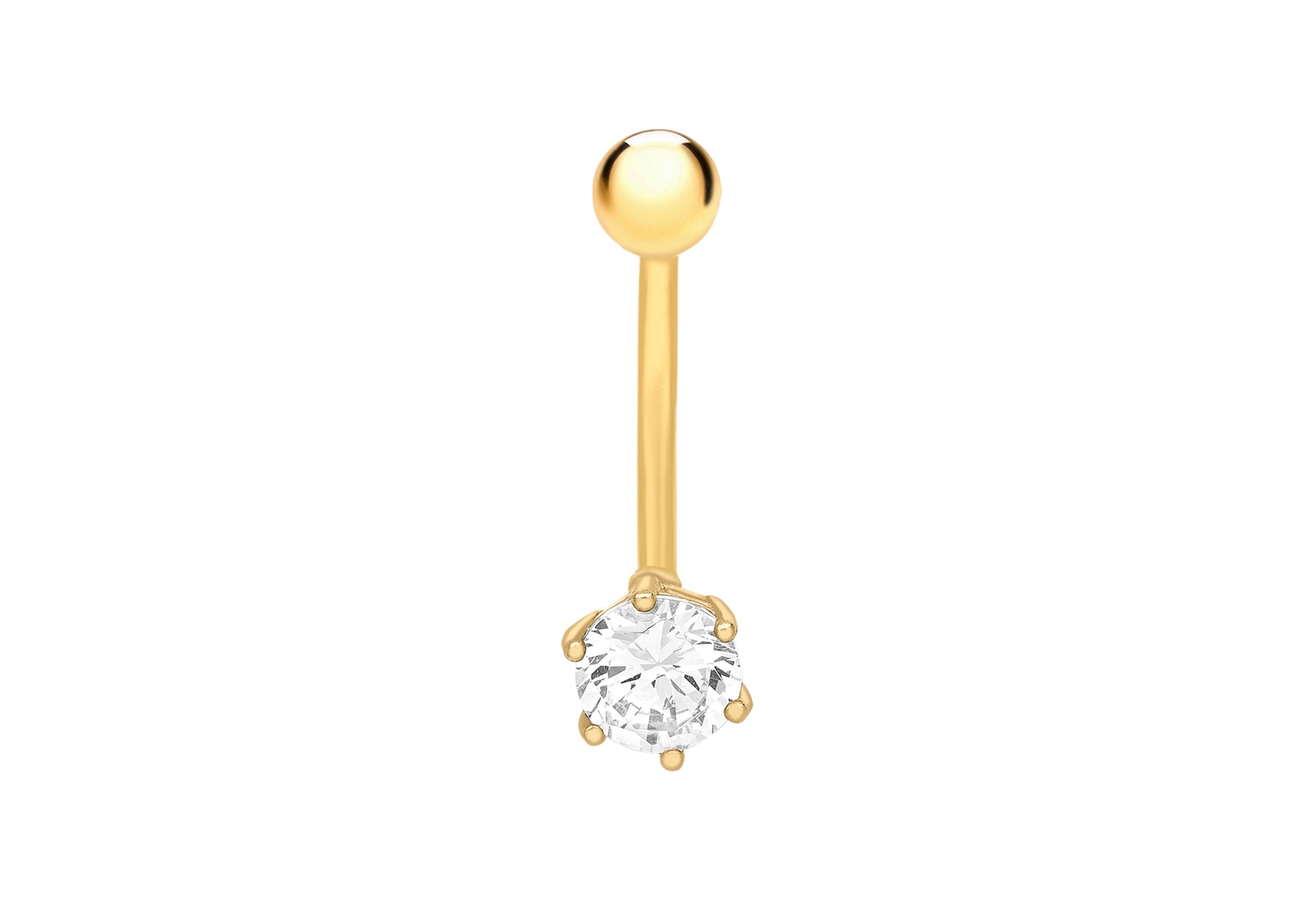 9ct Yellow Gold Round Zirconia  Belly Bar9