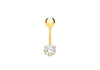 9ct Yellow Gold Round White Zirconia  Belly Bar9