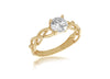 9ct Yellow Gold White Zirconia Interlaced Solitaire Ring