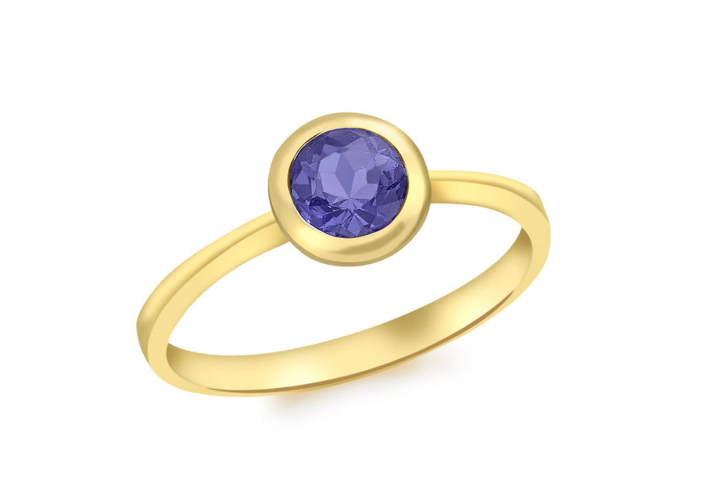9ct Yellow Gold Round Iolite Ring
