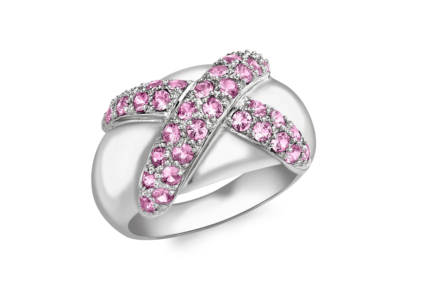 9ct White Gold Pink Sapphire Ring