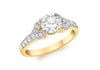9ct Yellow Gold Solitaire Zirconia  and Zirconia  Shoulder Ring