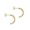 9ct Two-Tone Gold Zirconia Knot Curved Bar Drop Earrings