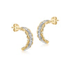 9ct Two-Tone Gold Zirconia Knot Curved Bar Drop Earrings