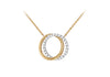 9ct Two-Tone Gold White Zirconia Round Interlocked Necklace