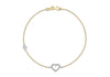 9ct 2-Colour Gold Zirconia  and Zirconia  Heart Bracelet 19m/7.5"9