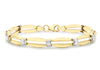 9ct 2-Colour Gold Diamond Cut Oval Bar Link Bracelet 19m/7.5"9