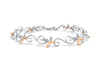 9ct 2-Colour Gold 0.12t Diamond Flower Swirl Link Bracelet 19m/7.5"9
