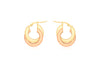 9ct 2-Colour Gold Intertwined Flat Creole Earrings