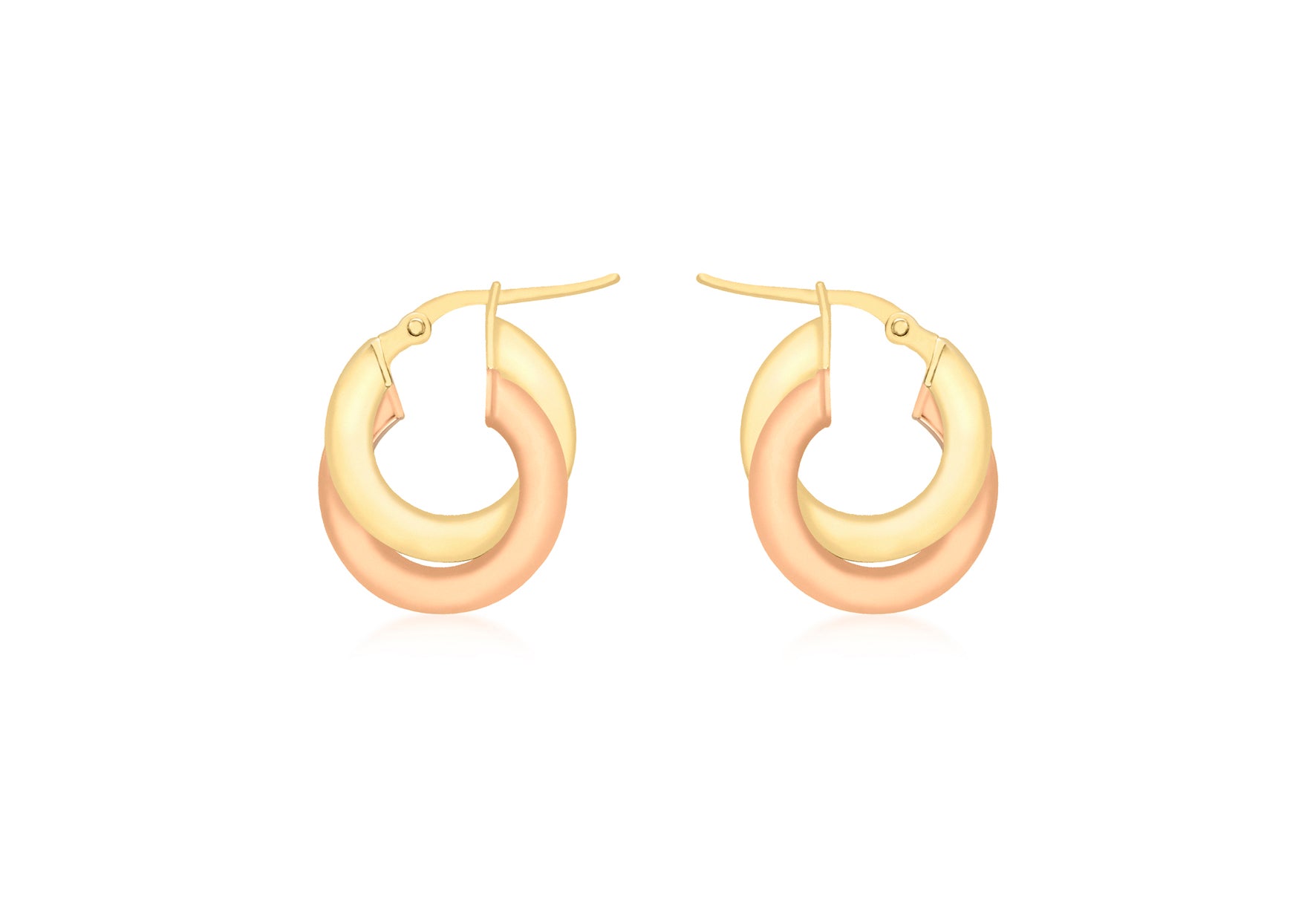 9ct 2-Colour Gold Intertwined Flat Creole Earrings