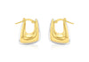 9ct 2-Tone Gold Retangle Eletroform Hoop Earrings