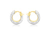9ct 2-Tone Gold Textured Eletroform Hoop Earrings