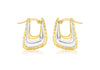 9ct 2-Tone Gold Textured Retangle Eletroform Hoop Earrings