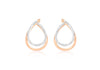 9ct 2-Colour Gold Diamond Cut Front-Faing Double Oval Hoop Earrings